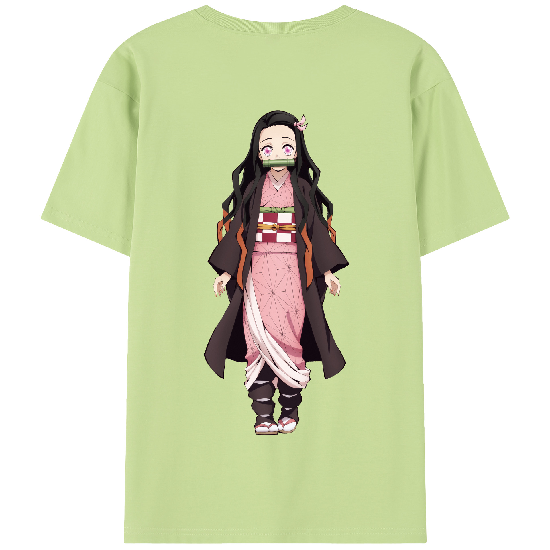 （画像用） 鬼滅の刃（きめつのやいば）竈門 禰󠄀豆子／かまど ねずこ Kamado Nezuko 綿100％半袖Tシャツ（背面プリント）